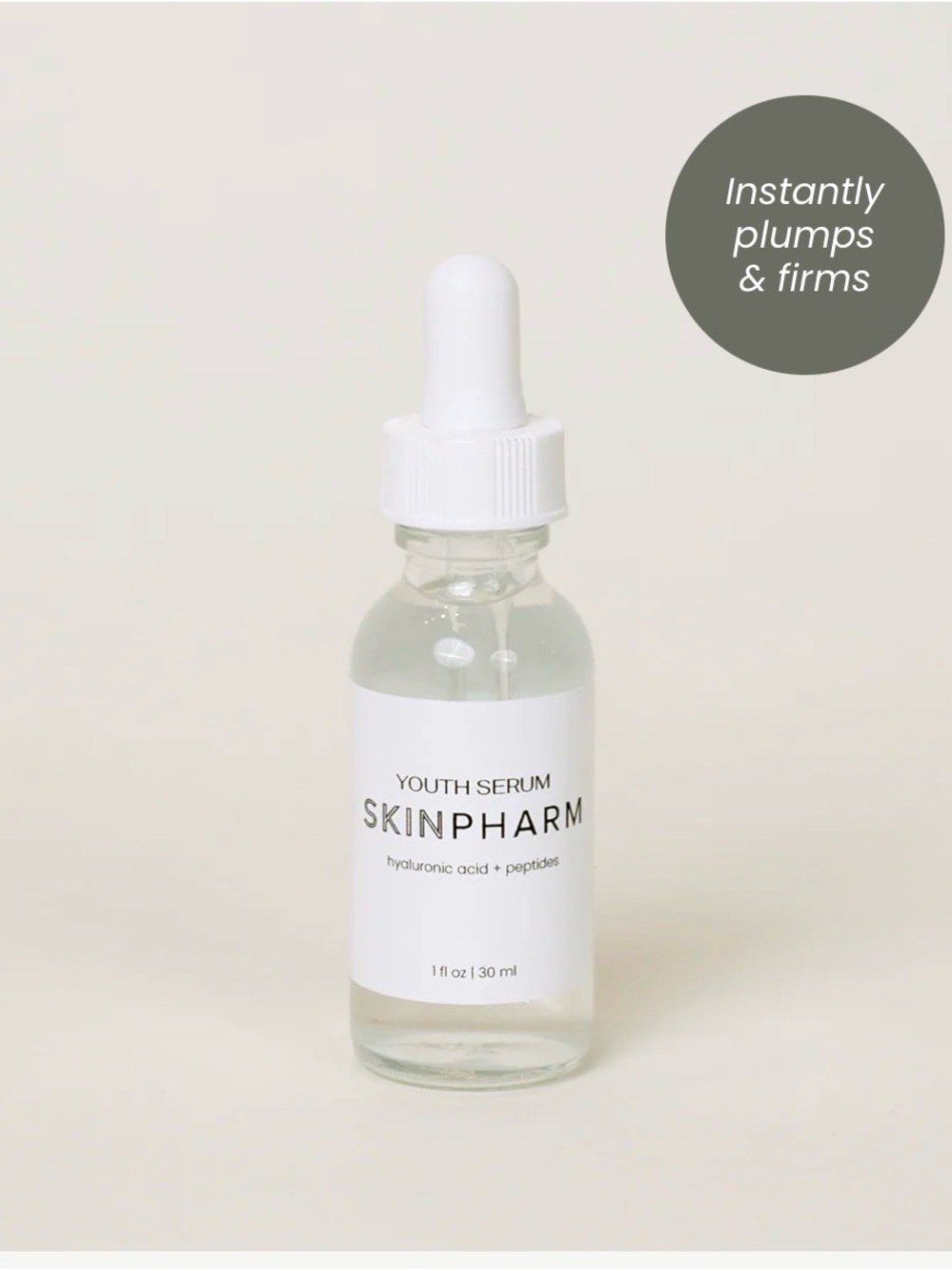 SkinPharm Youth Serum - Hydrating Hyaluronic & Peptides (White)